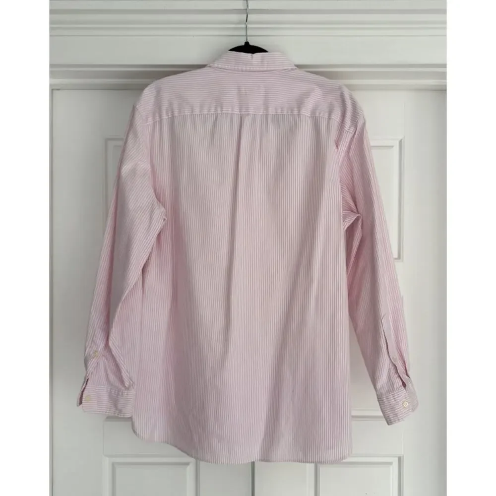 J.Crew Vintage Oxford Shirt Men’s Large L Pink White Striped Button Down Shirt